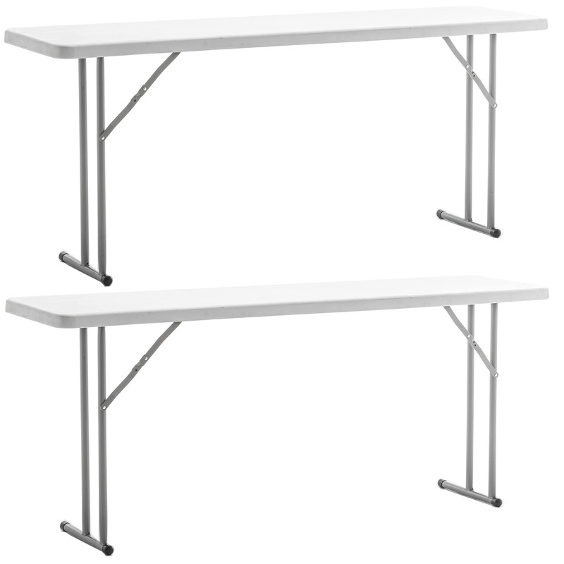 Btexpert 6-Foot – 72 Long White Granite Plastic Folding Seminar Training Table