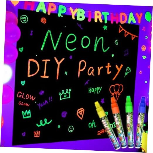 Mega-L Glow In The Dark Party Supplies, Neon Halloween DIY party 5.2×5.9 feet