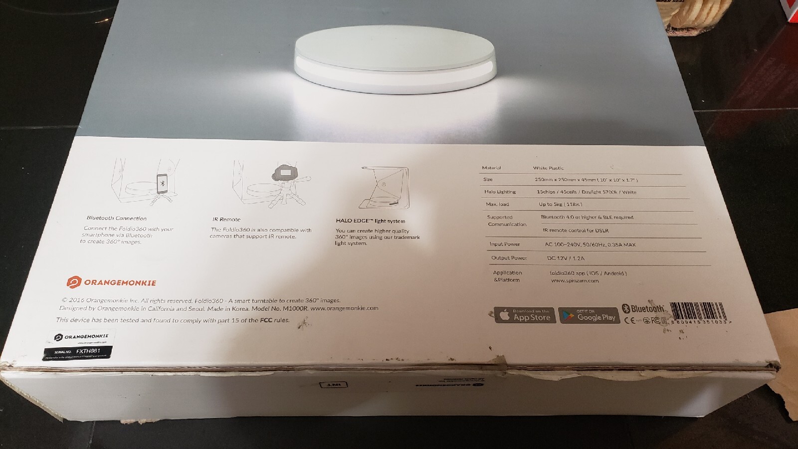 Foldio360 Smart Photography Turntable by ORANGEMONKIE only. No power supply.