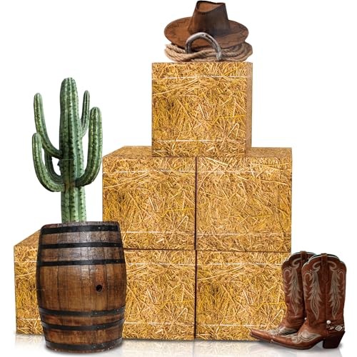 Pcs Cowboy Party Decorations Set, 6 Pcs Hay Bales Boxes and 4 Pcs Western 10