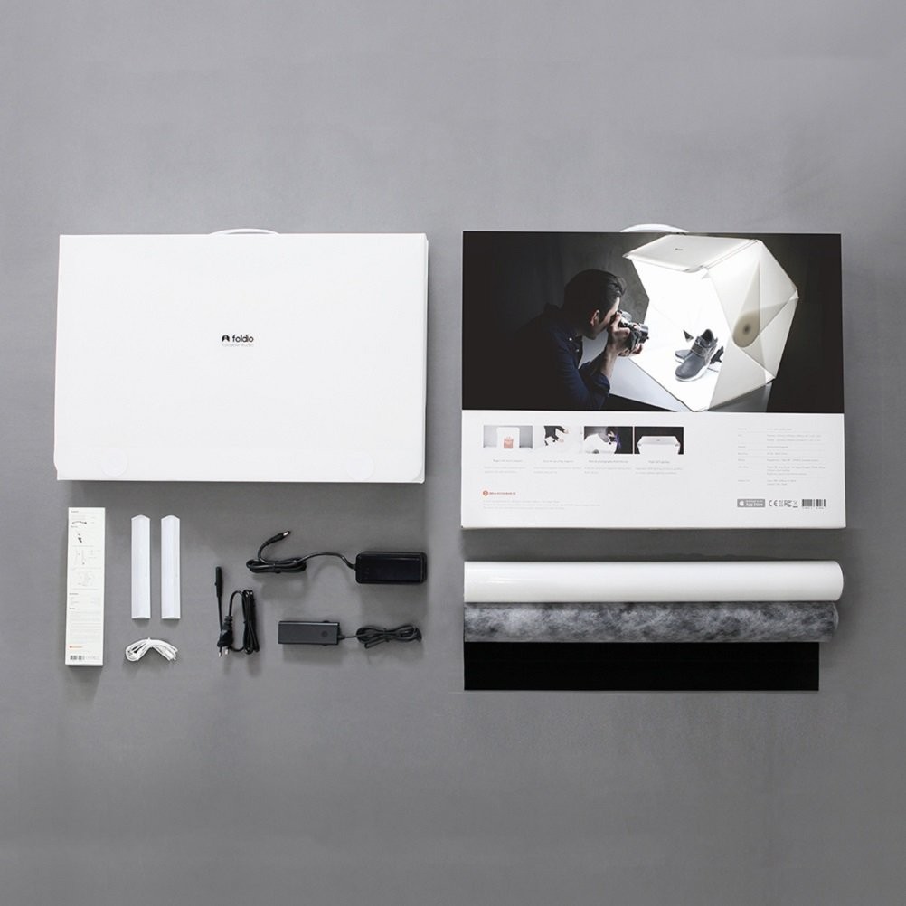 Foldio3 + Front Fill Lights | 25″ Photo Light + Extra Lights, White