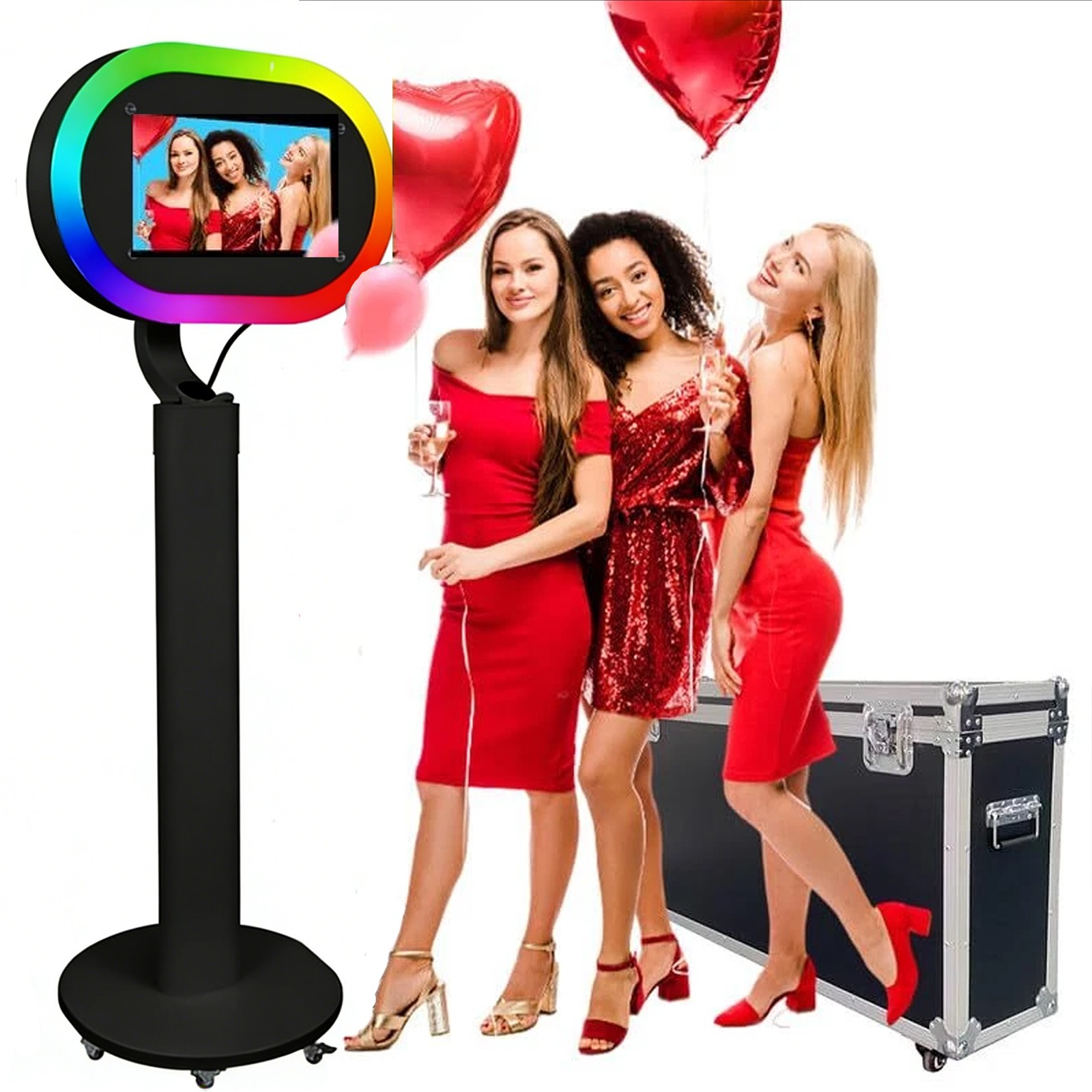 Photo Booth Stand RGB Ring Light Selfie Station for 10.2″-13″ iPad Wedding Party