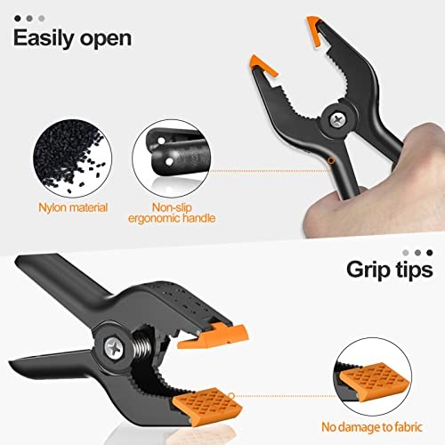 Heavy Duty Muslin Spring Clamps, 4.5 inch Photo Booth Backdrop Clips 6 clamps