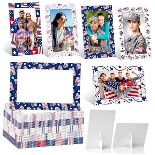 AmazingSpark 50 Pack Patriotic Picture Frames 4×6, Independence Day Photo
