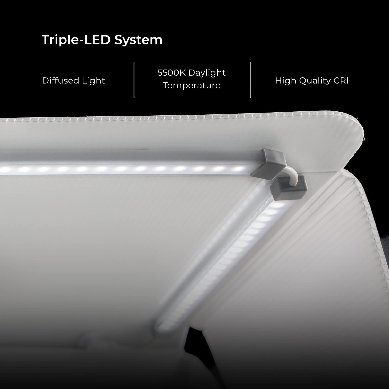 Foldio3 + Front Fill Lights | 25″ Photo Light + Extra Lights, White