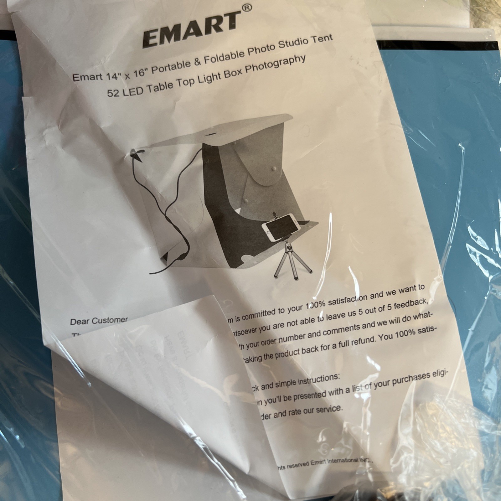 Emart 14 x 16 Photography Table Top Light Box 52 LED Portable Photo Studio Shoot