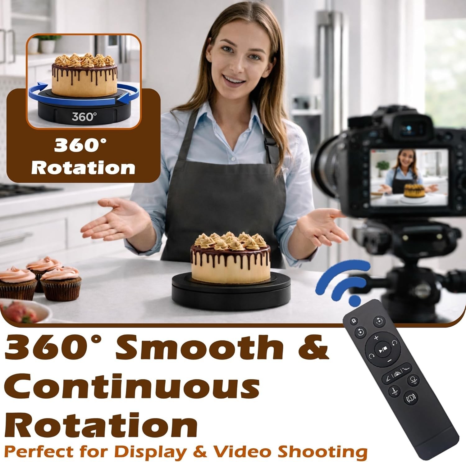 Heavy-Duty 12-Inch Rotating Turntable with Remote – Silent Operation & Versatile