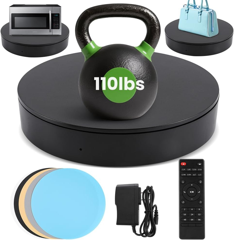 Motorized 13.7″ Photography Turntable with Remote Control for 360° Display