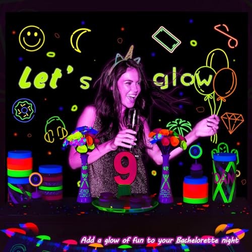 Mega-L Glow in The Dark Party Supplies, Neon DIY Party Decorations 5.2×5.9 feet