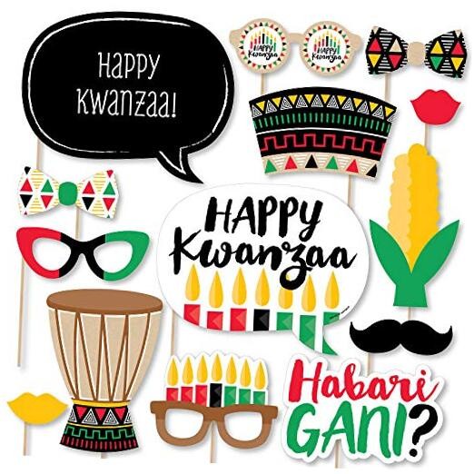 Happy Kwanzaa – African Heritage Holiday Party Photo Booth Props Kit – 20