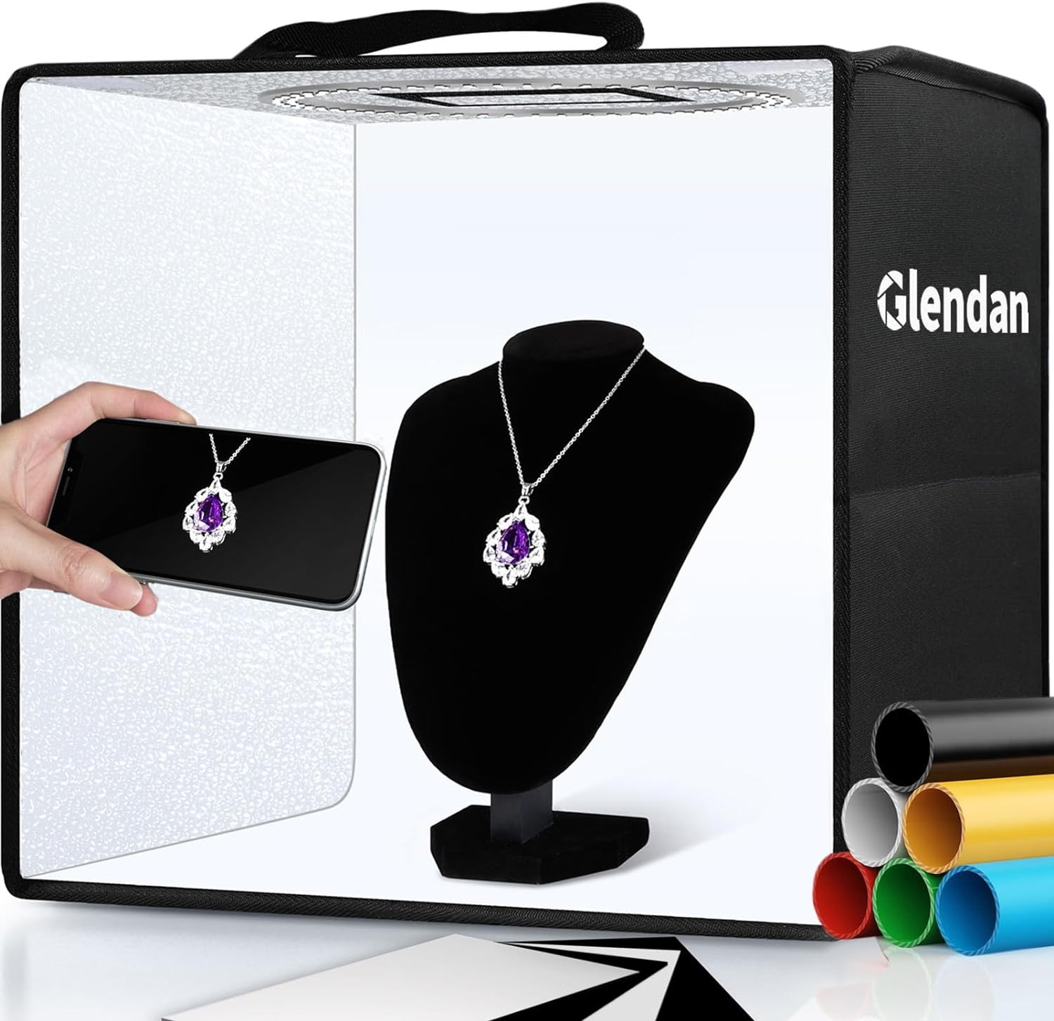 Glendan Portable Photo Studio Light Box,12″x12″ 12*12 Inch, Black