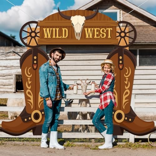Wild Western Porch Banner West West Cowboy Party Door Decoration Cowboy Brown