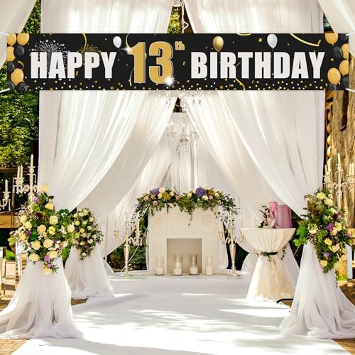 Happy Birthday Yard Banner, Officially Teenager 13,Birthday Party Hanging 13th