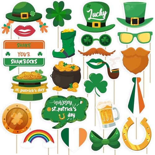 St Patricks Day Photo Booth Props, Pack of 24 Pcs St Patricks Day Photo Props,