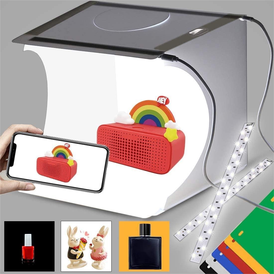 DUCLUS Mini Photo Studio Light Box,Portable 9 inch light box, White-9inch