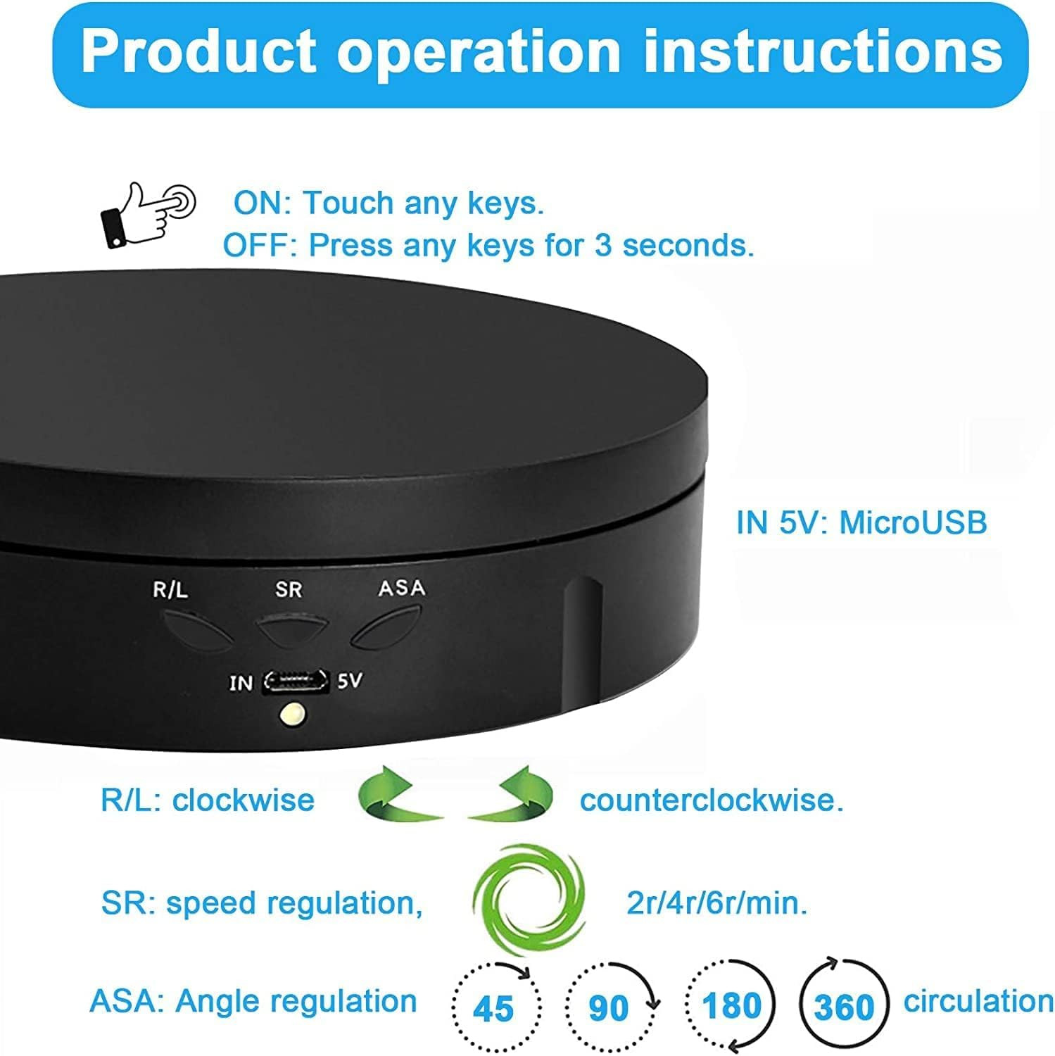360-Degree Rotating Display Stand, 360 Degree Photography Turntable with Remote