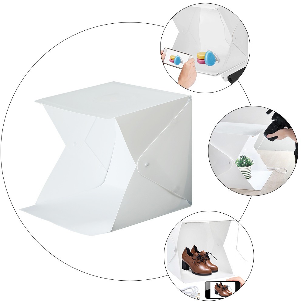 1Set Small Light Box Portable Photo Studio Tent with LED Lights for Home Use