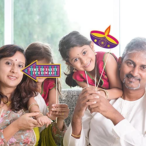 30 Pieces Happy Diwali Party Photo Booth Props Kit Festival of Lights Prop for
