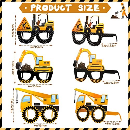 32 Pcs Construction Theme Party Eyeglasses Dump Truck Cardboard Glasses