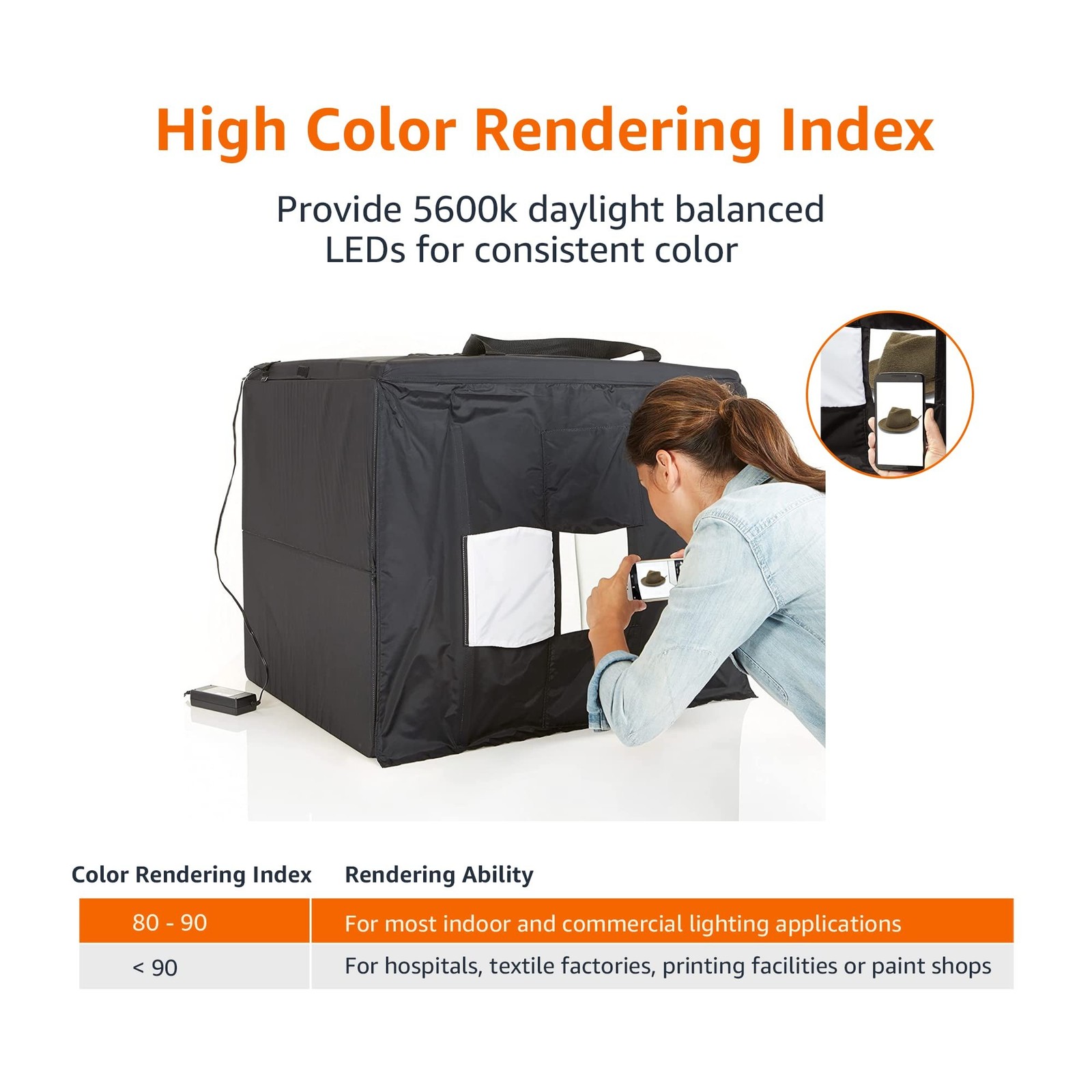 Amazon Basics Portable Foldable Photo Studio Box with LED Lights for Product …