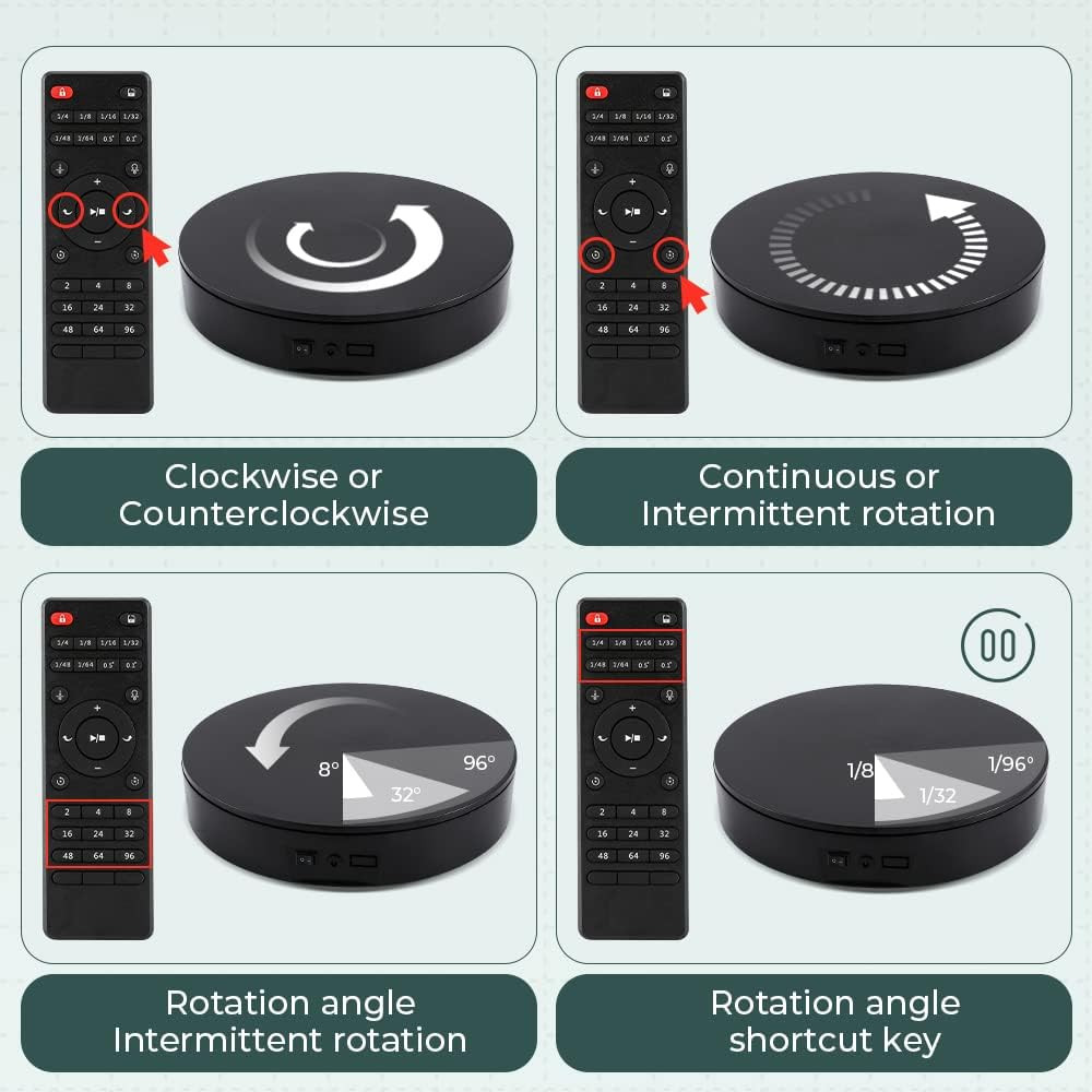 Motorized 13.7″ Photography Turntable with Remote Control for 360° Display
