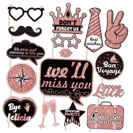 Farewell Decorations Party Photo Booth Props, We Will Miss You Rose Gold