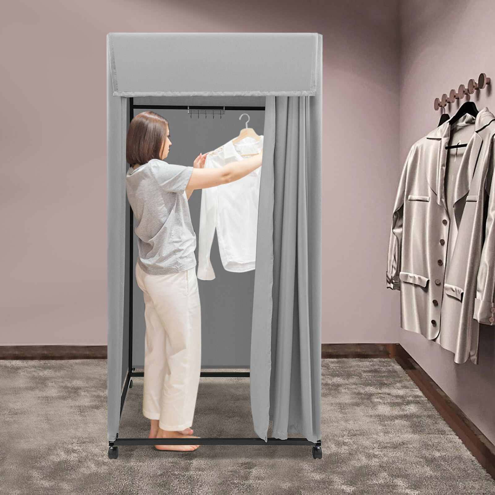For Outdoor Beaches Portable Fitting Room Movable Freestanding Dressing Room