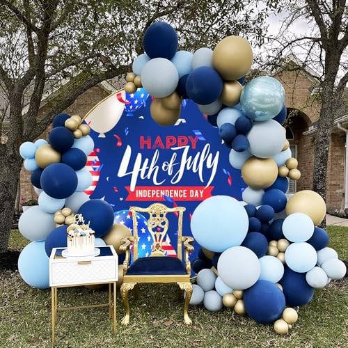 Round 4th of July Backdrop Cover Independence Day 7.5ft-Diameter Blue