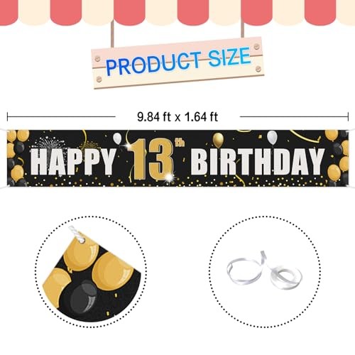 Happy Birthday Yard Banner, Officially Teenager 13,Birthday Party Hanging 13th