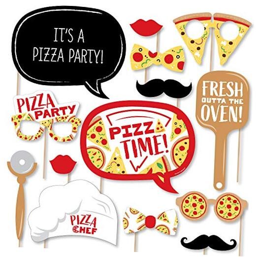 Pizza Party Photo Booth Props Kit – Professional 20-Piece Set, Pizza – 20 Pc