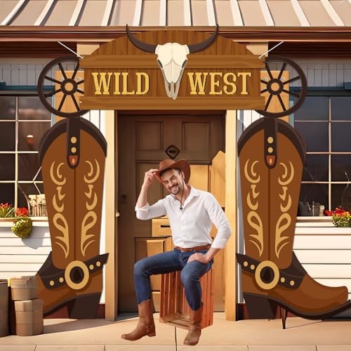 Wild Western Porch Banner West West Cowboy Party Door Decoration Cowboy Brown