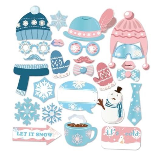 Snowman Photo Booth Props,Winter Wonderland Snow Photo Booth Props,Snow Booth
