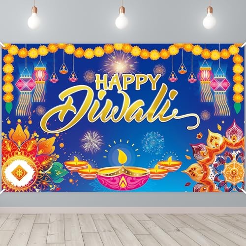 Happy Diwali Backdrop Festival of Lights Banner Photo Booth Props for