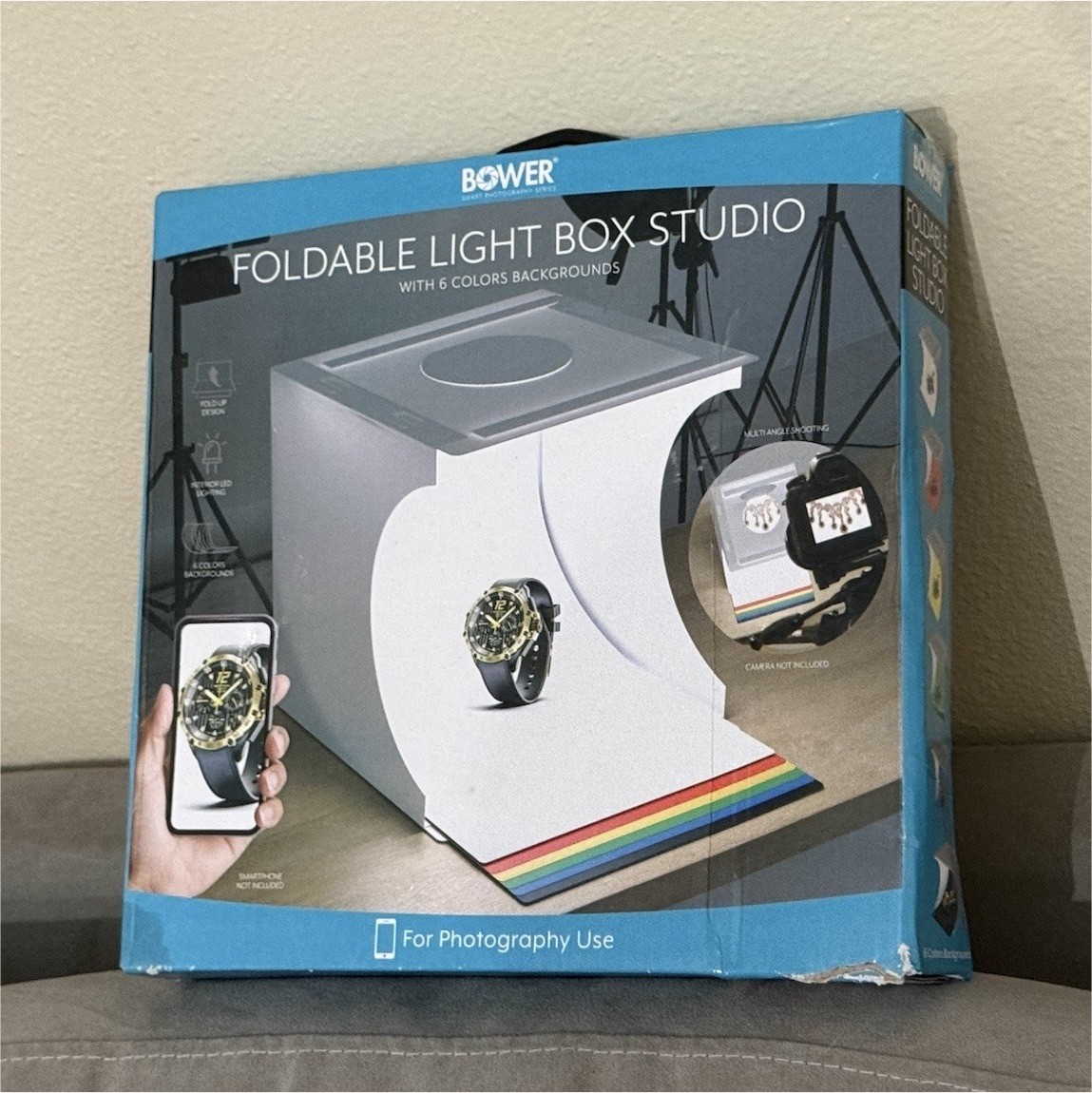 Bower Foldable Light Box Studio Portable Collapsible 6 Color Backgrounds