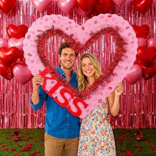 AceOrbit Large’s Day Photo Booth Props Set Galentines 28×25 Inch 1 Valentine