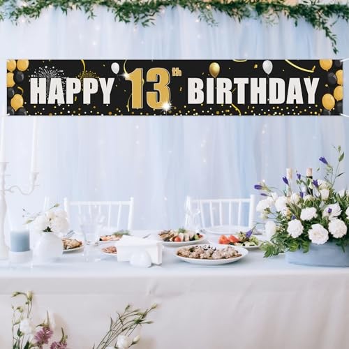 Happy Birthday Yard Banner, Officially Teenager 13,Birthday Party Hanging 13th