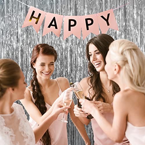 2 Pack Foil Curtain Party Streamers Metallic Tinsel Foil Fringe 2 Pcs Silver