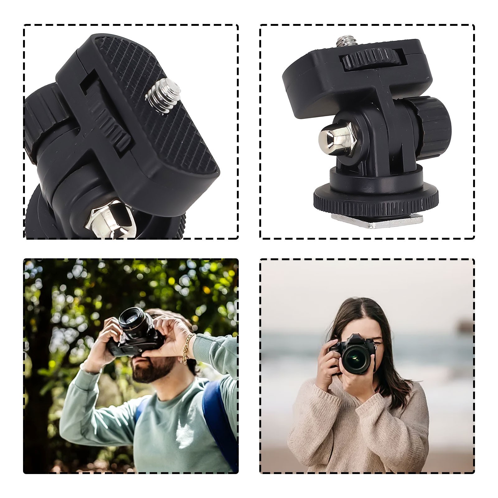 Screw Cold Shoe Adapter Compatible with Various DSLR and Mirrorless Models