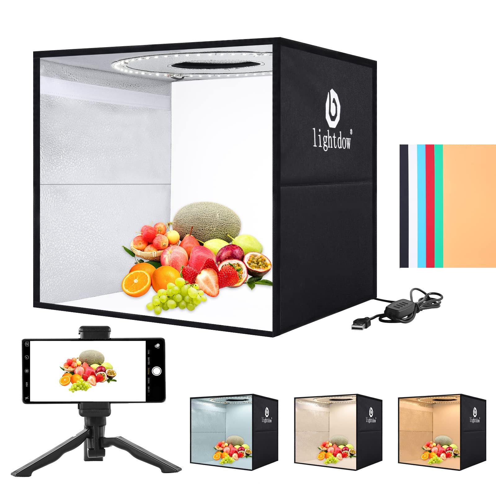Lightdow 12″x12″x12″ Photo Studio Light Box Photography 12″x12″x12″, Black