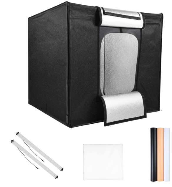 Portable Photo Studio 80cm*80cm, Shooting Tent Photography Light, 3 background
