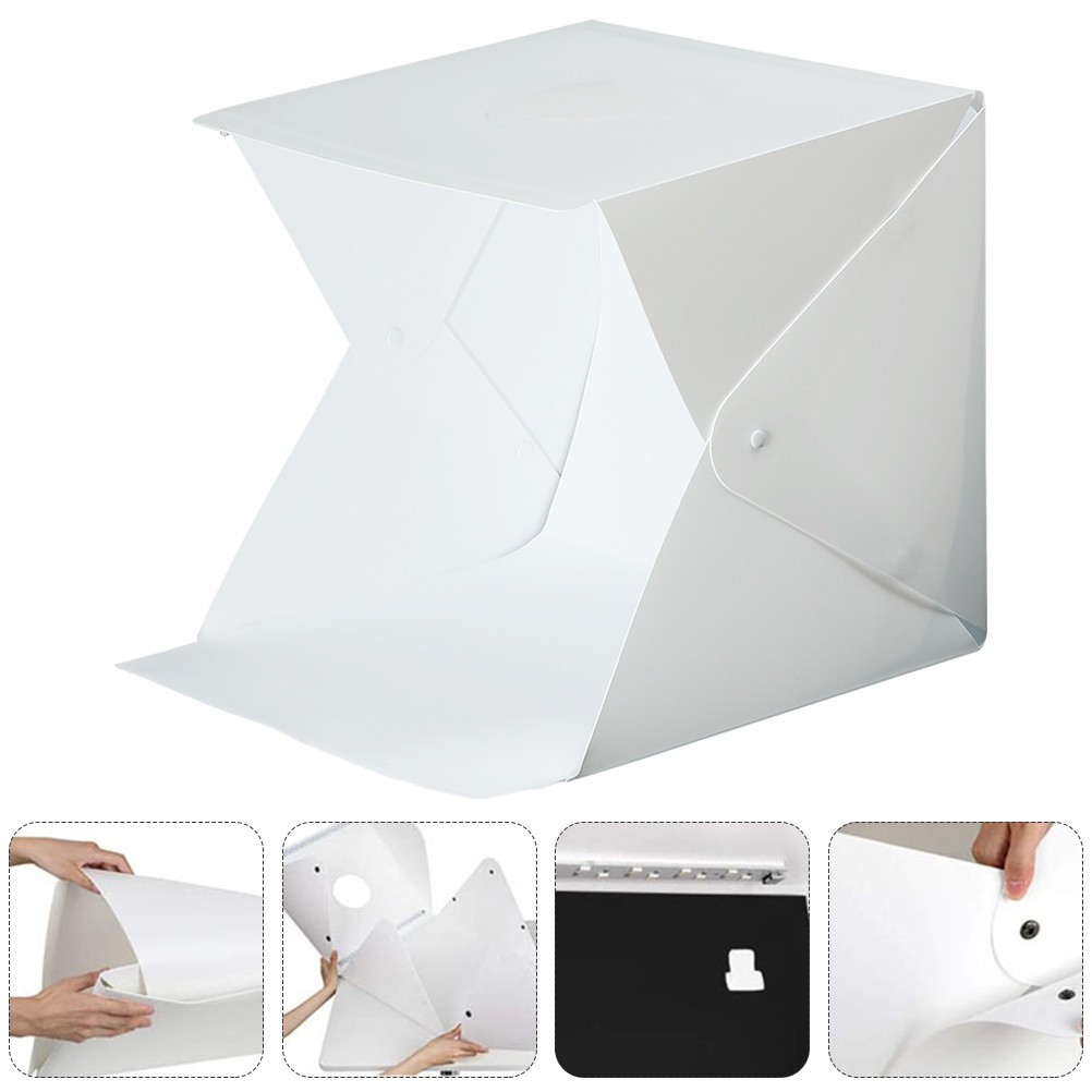 1Set Small Light Box Portable Photo Studio Tent with LED Lights for Home Use