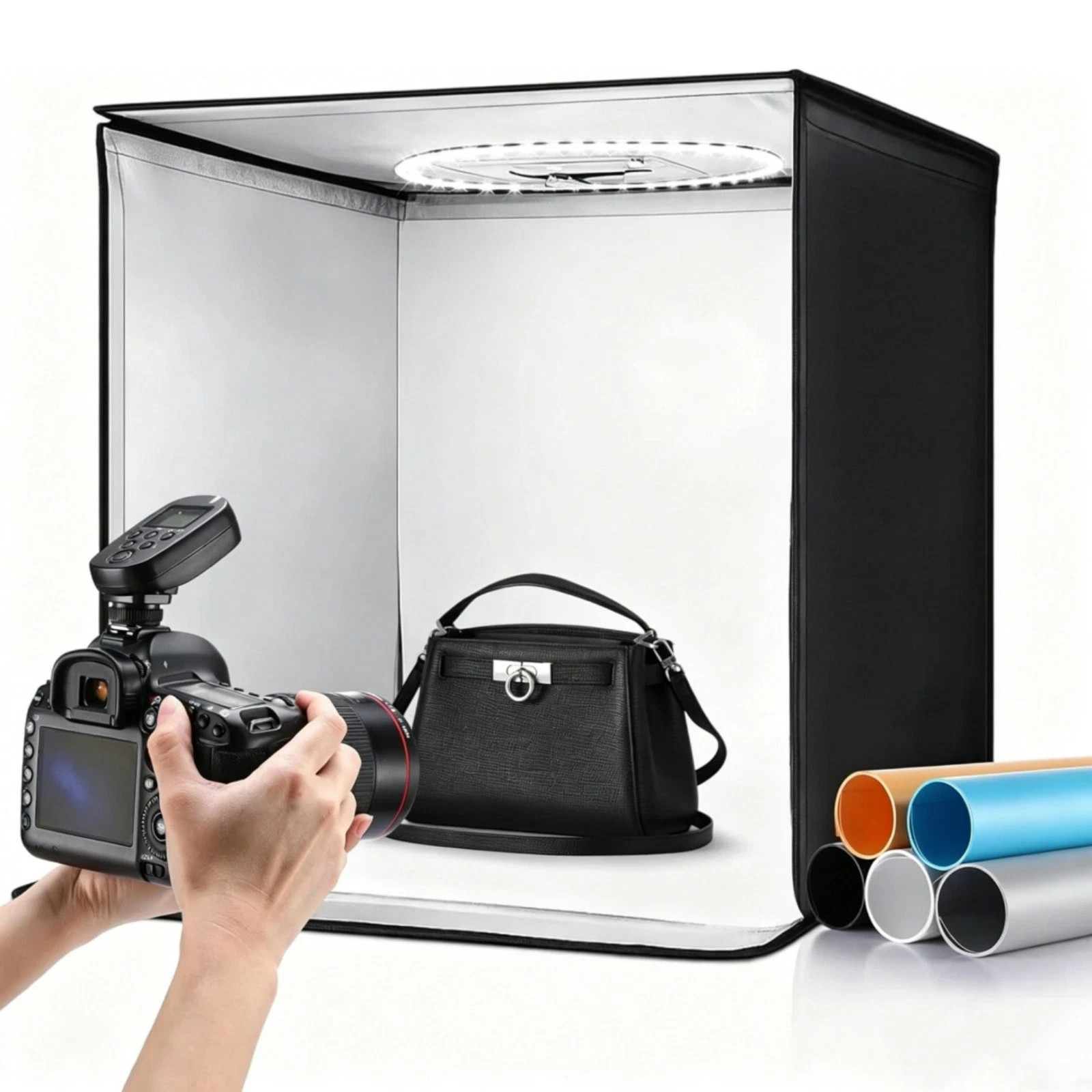 16″ LED Photo Studio Light Box Folding Photography Shooting Tent Background Kit