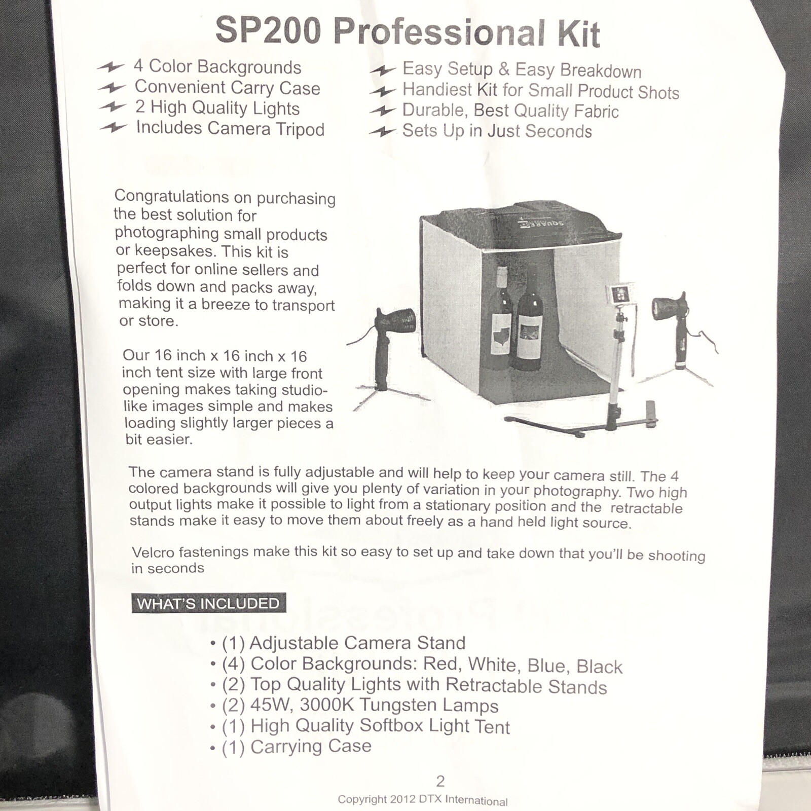 Square Perfect Professional Studio Photo Kit 3085 SP200 Lamps Box Photography
