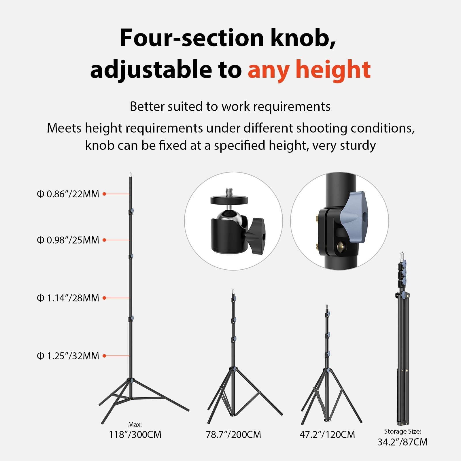 Photography Light Stands 118″/10ft/300 cm: LEORFI Heavy Duty Light Tripod Sta…