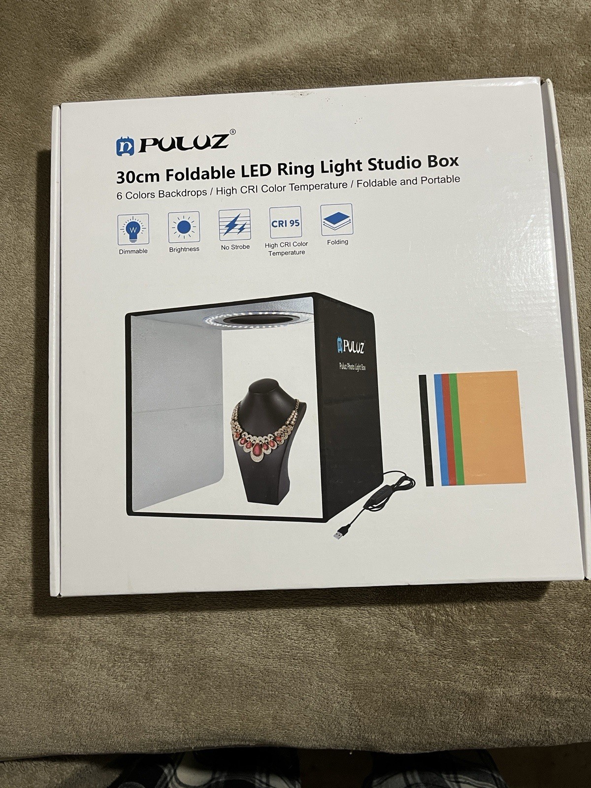 PULUZ 30cm Light Tent Dimmable LED Ring Light Foldable Portable Black PU5032B