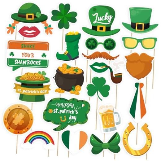 St Patricks Day Photo Booth Props, Pack of 24 Pcs St Patricks Day Photo Props,