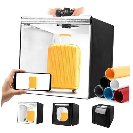 Photo Light Box, Portable 12/16/20/24/32 Inch Photo Studio Light Box, 24″ x24″