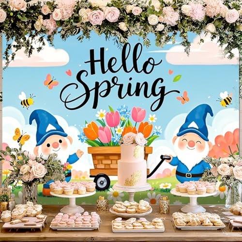 Spring Backdrop 8x6ft Hello Spring Garden Background Floral Floral Garden#3