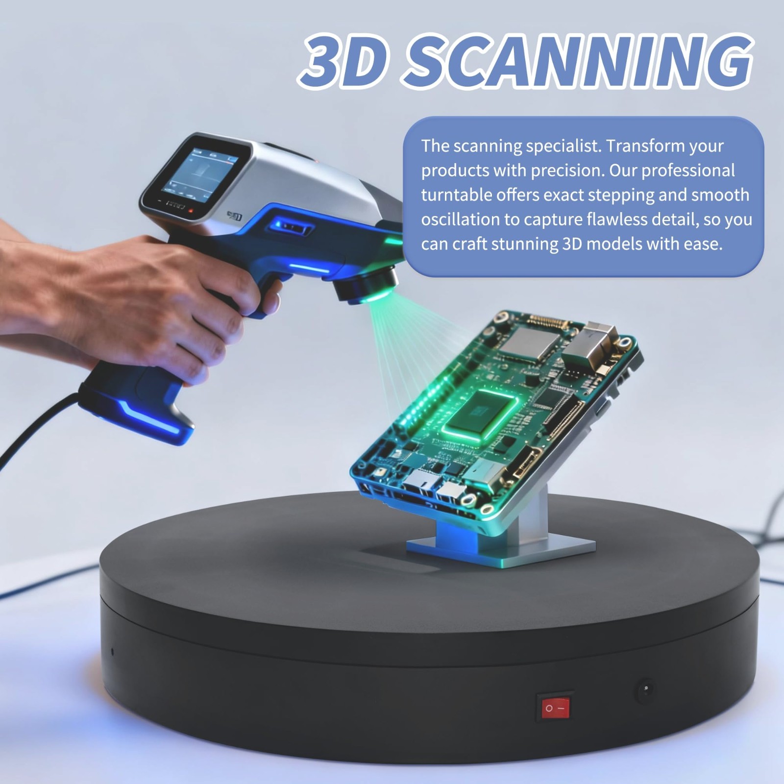 Motorized Rotating Display Turntable – 360° Photography Stand, Speed Adjustable,