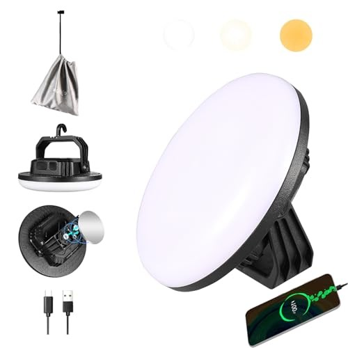 4000LM 15,000mAh LED Camping Lantern Rechargeable, 3 Lighting 42W Pro(Black)